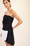 Luisa Strapless Bustier Side Drape Top - Black