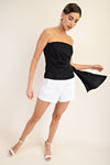 Luisa Strapless Bustier Side Drape Top - Black