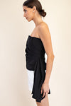 Luisa Strapless Bustier Side Drape Top - Black
