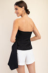 Luisa Strapless Bustier Side Drape Top - Black