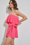 Jessalyn Strapless Side Wrap Romper - Pink