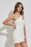 Thais One Shoulder Sweetheart Neckline Mini Dress - White