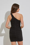 Thais One Shoulder Sweetheart Neckline Mini Dress - Black