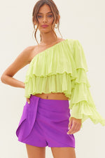 Milan Tiered One Shoulder Top - Light Lime