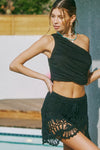 Teagan Crochet Cover Up Mini Skirt - Black