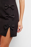 Katie Sleeveless Fitted Bow Detail Mini Dress - Black