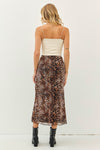 Lulee Stretch Lined Mesh Leopard Print Midi Skirt