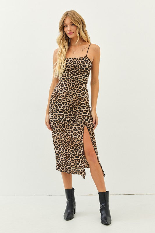 Sandra Stretchy Leopard Bodycon Midi Dress