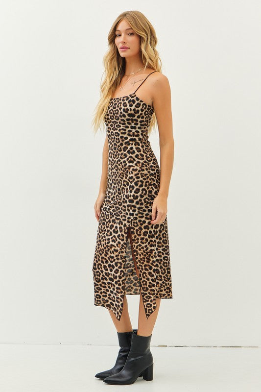 Sandra Stretchy Leopard Bodycon Midi Dress