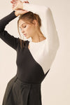 Ariel Color Block Asymmetrical Cut Out Sweater Top - Black/White