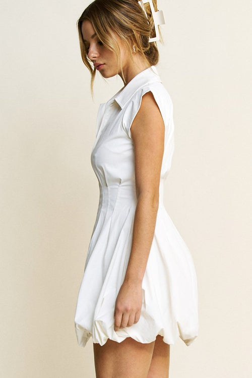 Monica Collard Bubble Hem Mini Dress - White