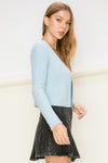 Vierra Fuzzy Sweater Crop Cami & Cardigan Top Set - Blue
