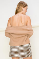 Vierra Fuzzy Sweater Crop Cami & Cardigan Top Set - Mocha