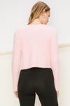 Vierra Fuzzy Sweater Crop Cami & Cardigan Top Set - Pink