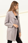 Kaimi Suede Scuba Coat - Lt. Grey