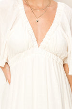 Rita Plunge Neckline Kimono Sleeve Maxi Dress - Off White