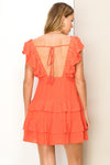 Shelly Ruffle V-Neck Tiered Mini Dress - Orange
