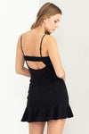 Blaine Ruffle Hem Cami Mini Dress - Black