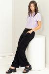 Bea Cargo High Waist Slacks Pants - Black