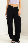 Bea Cargo High Waist Slacks Pants - Black