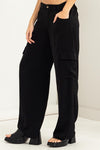 Bea Cargo High Waist Slacks Pants - Black