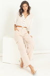 Bea Cargo High Waist Slacks Pants - Blush