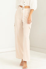 Bea Cargo High Waist Slacks Pants - Blush