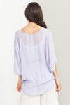 Ashlynn Short Sleeve Criss Cross Gauze Top - Lilac