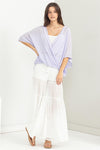 Ashlynn Short Sleeve Criss Cross Gauze Top - Lilac