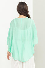 Ashlynn Short Sleeve Criss Cross Gauze Top - Sea Green