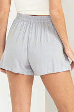 Val Linen Flat Front Pocket Shorts - Blue