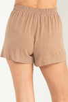 Val Linen Flat Front Pocket Shorts - Mocha