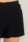 Val Linen Flat Front Pocket Shorts - Black
