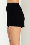 Val Linen Flat Front Pocket Shorts - Black