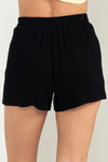 Val Linen Flat Front Pocket Shorts - Black