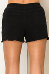 Della Distressed Drawstring Waist Shorts - Black