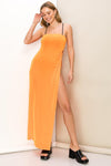 Jess Swimwear Cover Up Strapless High Slit Dress - Orange