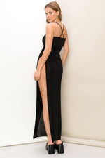 Jess Swimwear Cover Up Strapless High Slit Dress - Black