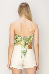 Damaris Strapless Floral Scarf Top - Green