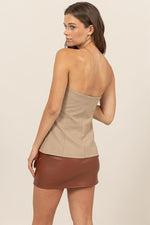 Adelia Strapless Tube Vest Top - Taupe