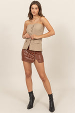 Adelia Strapless Tube Vest Top - Taupe