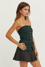 Adelia Strapless Tube Vest Top - Green