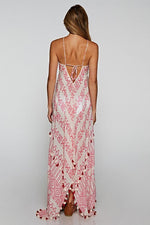 Khelani Moroccan Swirl Tie Dye Sheer Halter Scarf Maxi / Coverup Dress - Pink