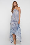 Khelani Moroccan Swirl Tie Dye Sheer Halter Scarf Maxi / Coverup Dress - Blue Tie Dye