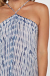 Khelani Moroccan Swirl Tie Dye Sheer Halter Scarf Maxi / Coverup Dress - Blue Tie Dye