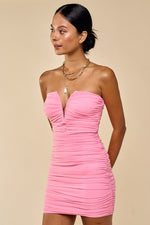 Clarisse Strapless Bodycon Dress - Pink