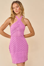 Sonnet Crochet Halter Mini Dress