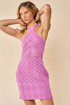 Sonnet Crochet Halter Mini Dress