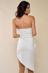Kylla Strapless Asymmetrical Mini Dress - White