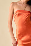 Kourtney Strapless Satin Cowl Back Slip Midi Dress
